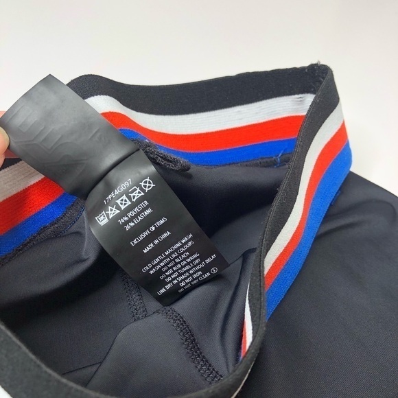 Rare P.E NATION Hell Fire Striped Band Black Stretchy Shiny Active Leggings - Picture 7 of 14